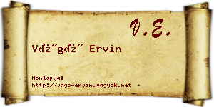 Vágó Ervin névjegykártya